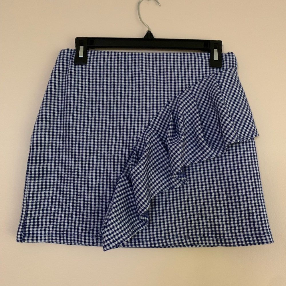 VERY CUTE BLUE CHECKERED RUFFLE SKIRT FROM TOPSHOP